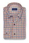 David Donahue Blue & Orange Brushed Check Shirt - Briggs Clothiers