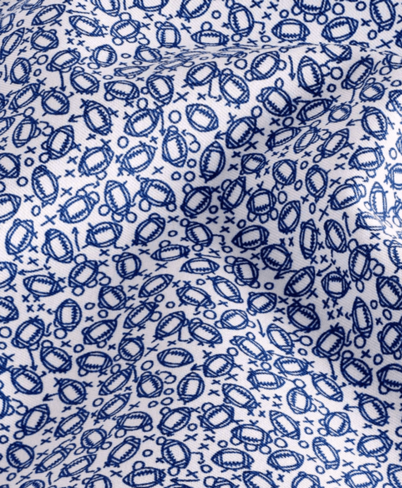 David Donahue Blue & White Tailgate Print Shirt - Briggs Clothiers