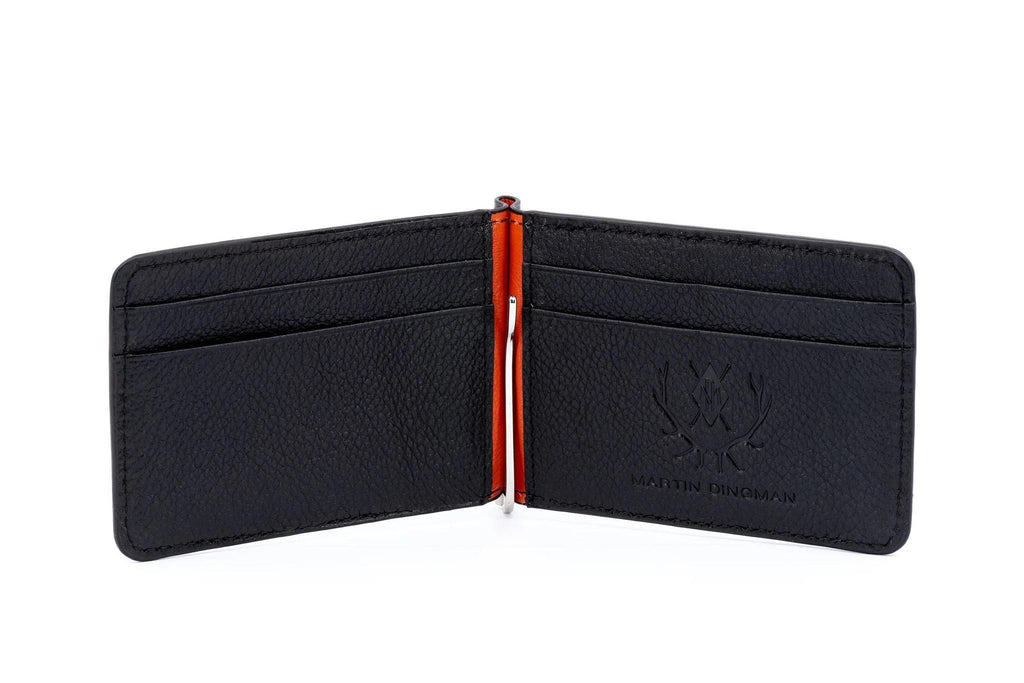 Martin Dingman Edward Hand Glazed Saddle Leather Credit Card Money Clip - Black