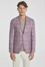 Jack Victor Midland Plaid Wool, Silk, and Linen Lavender Blazer